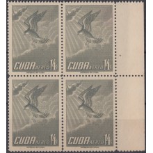 1956-264 CUBA REPUBLICA. 1956 14c AVES BIRD PAJAROS Ed.659 NO GUM. BLOCK 4.