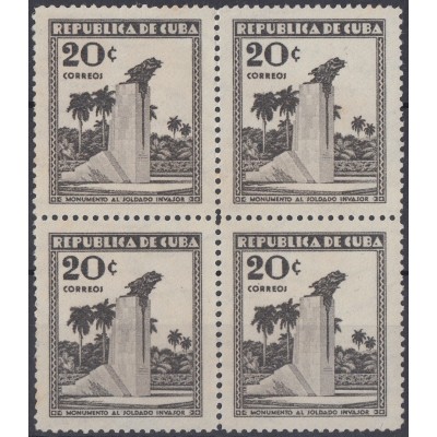 1933-41 CUBA REPUBLICA 1933 Ed.271 20c INVASION. MONUMENTO BATALLA DE COLISEO, MAXIMO GOMEZ . SIN GOMA Y MANCHAS.