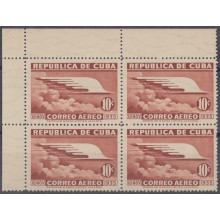 1936-245 CUBA REPUBLICA 1936 Ed.300 10c AIR MAIL. CENTENARIO MAXIMO GOMEZ. RAYO. GOMA ORIGINAL Y MANCHAS.