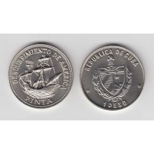 1981-MN-5 CUBA. KM 66. 1$. 1981. COPPER- NICKEL. UNC. CARAVELA LA PINTA. DESCUBRIMIENTO. DISCOVERY SHIP.