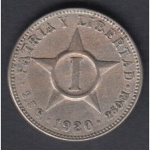 1920-MN-11 CUBA. KM 9.1 COPPER- NICKEL 1c STAR 1916. ESTRELLA RADIANTE. XF