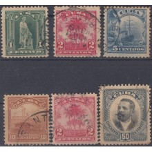 1905-125 CUBA REPUBLICA 1905 Ed.176-80. SERIE COMPLETA PALMITAS + 50c ANTONIO MACEO USED.