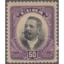 1910-145 CUBA REPUBLICA 1910 Ed.187. PATRIOTAS 50c ANTONIO MACEO MNH.
