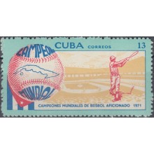 1971.65 CUBA MNH 1971 Ed. 1901 CAMPEONATO MUNDIAL BEISBOL BASEBALL.