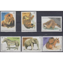 1995.220 CUBA MNH 1995 Ed.4011-16. ZOOLOGICO DE LA HABANA. ZOO MONKEY MONO MAPACHE LEON LION ARDILLAS ELEFANTE ELEPHANT.