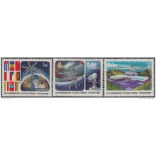 1974.67 CUBA MNH 1974. Ed.2183-85 INAUGURACION ESTACION INTERSPUTNIK COSMOS SPACE ASTRONAUTICA.