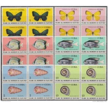 1974.66 CUBA MNH 1974. Ed.2136-41 175 ANIV FELIPE POEY. MARIPOSAS BUTTERFLIES SNAIL CARACOLES PECES FISH. BLOCK 4.