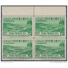1936-279 CUBA REPUBLICA 1936 Ed. 283 10c ZONA FRANCA DE MATANZAS VALLE DEL YUMURI NO GUM BLOCK 4.