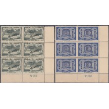1958-311 CUBA REPUBLICA 1958 Ed.775-76 EDIFICIO DE LA UNESCO EN PARIS MNH. BLOCK 6. PLATE No W-281,282.