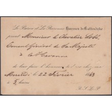POS-884 CUBA 1843. INVITATION TO THE AMBASSADOR OF HOLLAND IN HAVANA INVITACION AL EMBAJADOR DE HOLANDA EN LA HABANA.