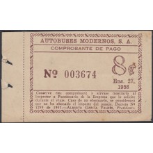 POS-883 CUBA 1958. TICKET AUTOBUS. AUTOBUSES MODERNOS SA.