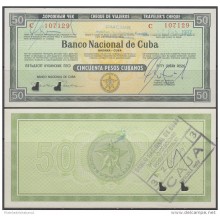 1985-BK-182 CUBA 50$ 1985 CHEQUE VIAJERO. TRAVELER CHECK UNC ANULADOS.