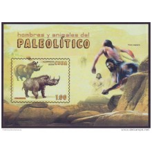 2008.243 CUBA 2008 SPECIAL SHEET. HOMBRE Y ANIMALES DEL PELEOLITICO. ARCHEOLOGY PALEONTOLOGY