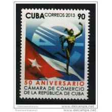 2013.1 CUBA 2013 MNH 50 ANIV CAMARA DE COMERCIO DE CUBA. COMERCE HERMES MERCURY FLAG
