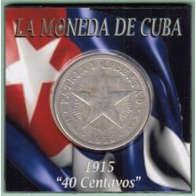 1915-MN-140 CUBA REPUBLICA 40c KM 14.3 1915. ESTRELLA. 10 gr.
