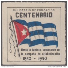 VI-180 CUBA VIÑETA CINDIRELLA. 1950. CENTENARIO DE LA BANDERA. FLAG CENTENARIAL.