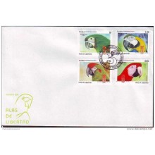 2009-FDC-12 CUBA FDC COMPLETE SET 2009 MNH PARROT BIRDS. AVES. PAJAROS. ALAS DE LIBERTAD. LOROS. COTORRAS.