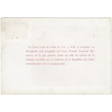 TMA-141 CUBA REPUBLICA 1956. MAXIM CARD. INAUGURACION GRAN TEMPLO MASONICO. MASONERIA.