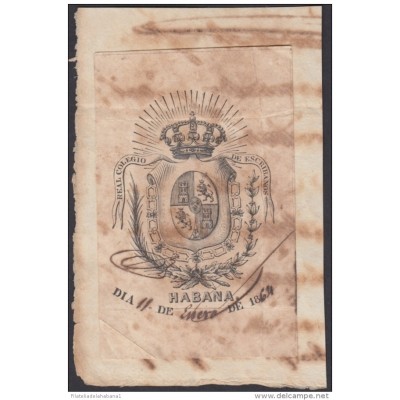ABO-81 CUBA SPAIN ESPAÑA REVENUE. 1864. SELLO COLEGIO DE ESCRIBANOS HABANA. NOTARIOS NOTARIES.