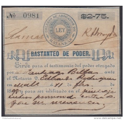 ABO-84 CUBA SPAIN ESPAÑA REVENUE. 1898. SELLO COLEGIO DE ABOGADOS MATANZAS. LAWYER NOTARIOS NOTARIES.