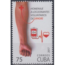 2017.84 CUBA 2017 MNH. 75c. MEDICINA MEDICINE DONANTES VOLUNTARIOS DE SANGRE.
