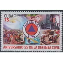 2017.100 CUBA 2017 MNH. 75c. 55 ANIV DEFENSA CIVIL. BOMBEROS FIREMAN.