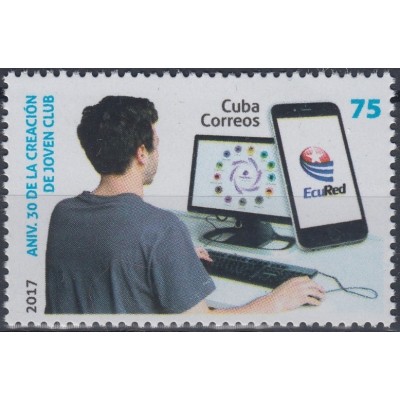 2017.102 CUBA 2017 MNH. 75c. 30 ANIV JOVENES CLUB DE COMPUTACION INFORMATICA INFORMATICS COMPUTER