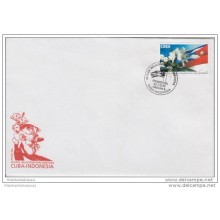2010-FDC-14 CUBA 2010 FDC. 50 ANIV DE LAS RELACIONES DIPLOMATICAS CUBA - INDONESIA. BANDERAS. FLAG.