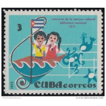 1972.78 CUBA 1972 MNH. Ed.1948. CONCURSO CANCION INFANTIL. BIBLIOTECA NACIONAL. MUSIC MUSICA.