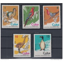 1974.93 CUBA 1974 MNH. Ed.2157-61. FAUNA EXTINGUIDA, MOA, DODO, ARA DE CUBA, GRAN ALCA, PALOMA MIGRATORIA PIGEON BIRD.