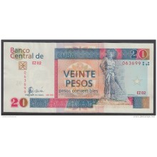 2008-BK-134 CUBA 20 pesos cuc 2008 CAMILO CIENFUEGOS REPLACEMENT REEMPLAZO SERIE EZ XF