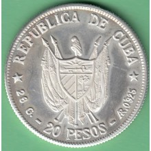 1977-MN-110 CUBA 1977 20 pesos FINE 925 SILVER PROOF. ANTONIO MACEO. 26 gr UNC.