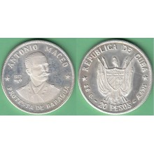 1977-MN-110 CUBA 1977 20 pesos FINE 925 SILVER PROOF. ANTONIO MACEO. 26 gr UNC.