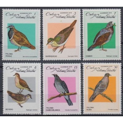 1979.104 CUBA 1979 MNH. Ed.2535-40. PALOMAS SILVESTRES, BIRDS, PIGEON, PERDIZ, CAMAO, BOYERO.