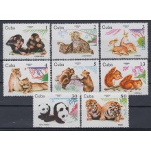 1979.125 CUBA 1979 MNH. Ed.2607-14. FAUNA, PANDA BEAR, CHIMP MONKEY, TIGER, LEOPARD, LION, CORZO.