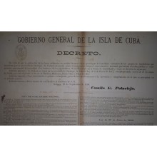 E4226 CUBA SPAIN ESPAÑA 1890. POSTER DECRETO SOBRE BANDOLERISMO. CAPT GEN. POLAVIEJA. 32x44cm.
