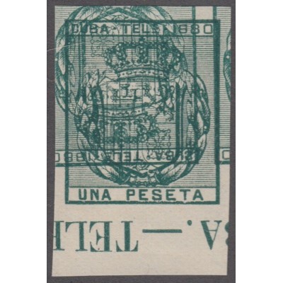 1880-120 CUBA SPAIN ESPAÑA. TELEGRAPH 1880. 1pta Ed.49. DOUBLE ENGRAVING IMPERFORATED.