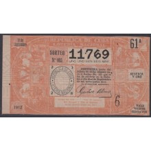 LOT-228 CUBA REPUBLIC OLD LOTTERY SORTEO DE LOTERIA Nº 105 10/9/1912