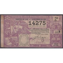 LOT-237 CUBA REPUBLIC OLD LOTTERY SORTEO DE LOTERIA Nº 119 30/01/1913