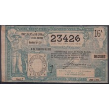 LOT-238 CUBA REPUBLIC OLD LOTTERY SORTEO DE LOTERIA Nº 120 8/02/1913
