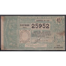 LOT-241 CUBA REPUBLIC OLD LOTTERY SORTEO DE LOTERIA Nº 124 20/03/1913