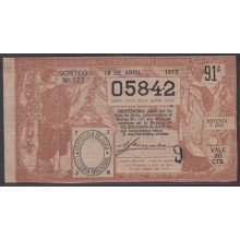 LOT-243 CUBA REPUBLIC OLD LOTTERY SORTEO DE LOTERIA Nº 127 19/04/1913