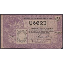 LOT-248 CUBA REPUBLIC OLD LOTTERY SORTEO DE LOTERIA Nº 132 10/06/1913