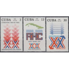 1981.93 CUBA Ed.2745-47. 1981. MNH. ANIV ORGANISMOS ESTATALES. MINCEX INDER RADIO HABANA CUBA
