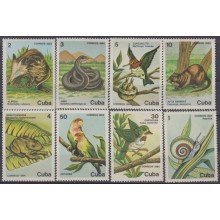 1984.139 CUBA Ed.3054-61. MNH. 1984. FAUNA AUTOCTONA. BIRD, PARROT, SNIKE, SNAIL, ALMIQUI, LOROS.