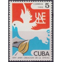 1986.116 CUBA Ed.3194. MNH. 1986. UNEAC ARTIST FEDERATIONS. PALOMA PIGEON BIRD.