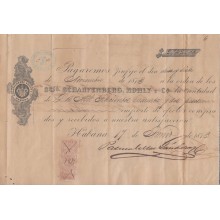 E6005 CUBA SPAIN ESPAÑA COLONIES. 1873. GIROS REVENUE STAMP. BANK SCHARFENBERG.