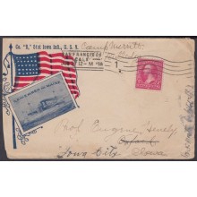 1898-H-66 US OCCUPATION ANTILLES. CAMP MERRITS. PATRIOTIC COVER, REMEMBER THE MAINE 1898.