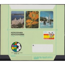 1982-EP-173 CUBA 1982 (LG1428) UNFOLDED POSTAL STATIONERY AEROGRAMME SOCCER SPAIN WORLD CUP, COPA MUNDIAL FUTBOL ESPAÑA.