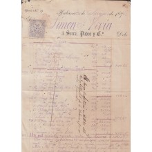 E6180 CUBA SPAIN ESPAÑA. 1873. SUGAR MILLS TRIUNFO. REVENUE RECIBOS Y CUENTAS.